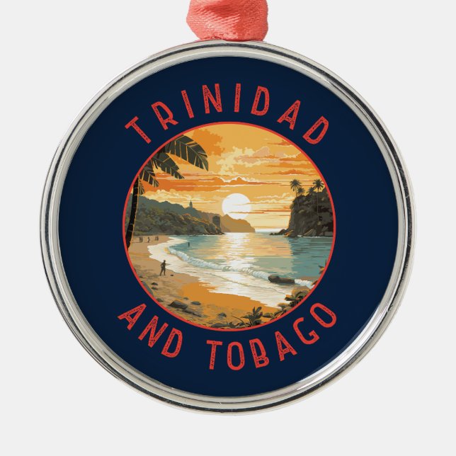 Ornement En Métal Trinité-et-Tobago Caribbean Distressed Circle (Devant)