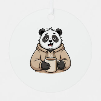 Ornement En Métal Trop fatigué pour fonctionner Panda Café Dessin an