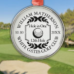 Ornement En Métal Trou en un classique Golf personnalisé<br><div class="desc">Personnalisez le nom,  le numéro du trou de localisation et la date pour créer un grand gardien de golf pour célébrer ce trou fantastique en un. Conçu par Thisisnotme©</div>
