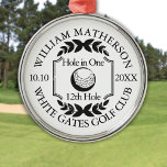 Ornement En Métal Trou en un classique Golf personnalisé<br><div class="desc">Personnalisez le nom,  le numéro de trou de localisation et la date pour créer un grand gardien pour célébrer ce trou fantastique en un. Conçu par Thisisnotme©</div>