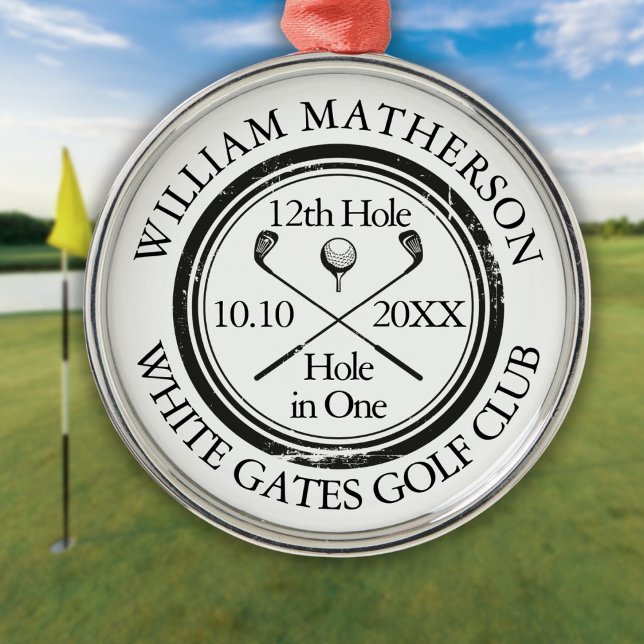 Ornement En Métal Trou en un classique Golf personnalisé (Hole in One Classic Personalized Golf Metal Ornament)
