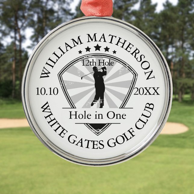 Ornement En Métal Trou en un classique Golf personnalisé (Hole in One Classic Personalised Golf Metal Ornament)