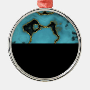 Ornement En Métal Turquoise Pierre or et noir