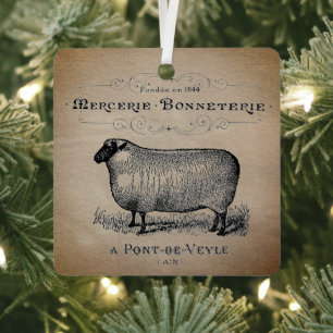 Ornement En Métal Typographie du mouton rustique français ferme