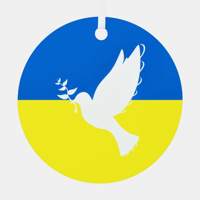 Ornement En Métal Ukraine Drapeau Paix Doite Noël Ornament Liberté (Recto)