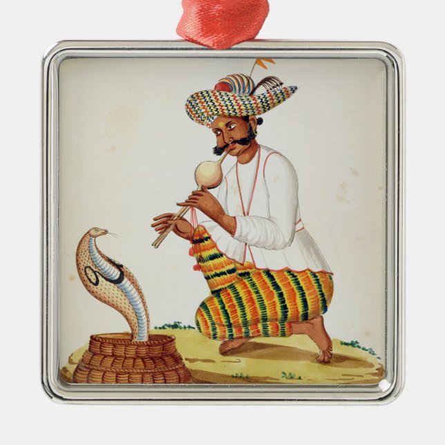 Ornement En Métal Un charmeur de serpent indien avec un cobra, d'un (Devant)