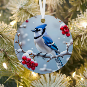 Ornement En Métal Un Joli Jay Bleu Noël personnalisé