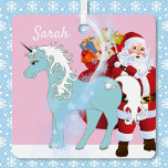 Ornement En Métal Unicorn et Santa Claus Christmas Tree Ajouter un n<br><div class="desc">Unicorn Pegasus Blue Moonlight Noël Arbre métal Ornement</div>