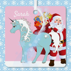 Ornement En Métal Unicorn et Santa Claus Christmas Tree Ajouter un n
