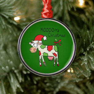Ornement En Métal Vacances de Noël amusantes pour la vache