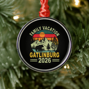 Ornement En Métal Vacances en famille 2026 Gatlinburg Tennessee