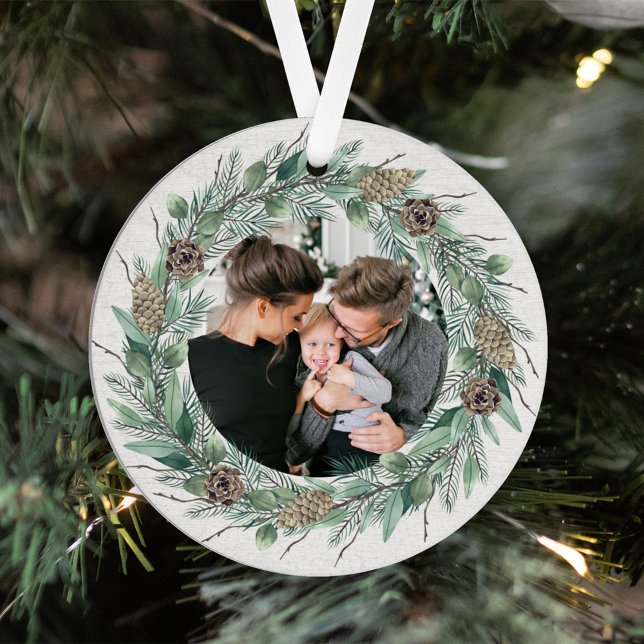 Ornement En Métal Végétation hivernale rustique Wreath White Wood Ph (Créateur téléchargé)