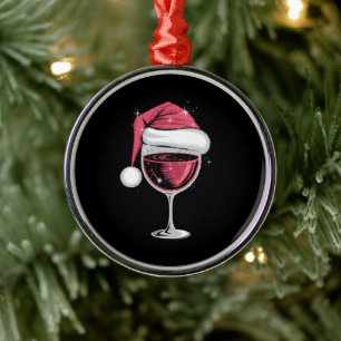 Ornement En Métal Verre à vin rouge Noël drôle de Noël Xmas 