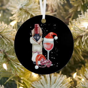 Ornement En Métal Verre rouge de Noël Santa Hat