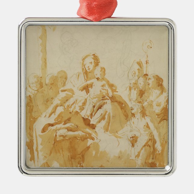 Ornement En Métal Vierge et enfant adorés par des évêques, des (Devant)