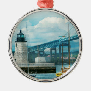 Ornement En Métal Ville - Newport RI - Le phare de Newport