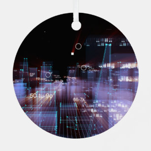Ornement En Métal Ville numérique technologique