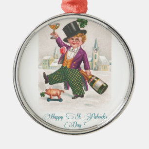 Ornement En Métal Vintage Happy Jour de la Saint Patrick Shamrock Ch