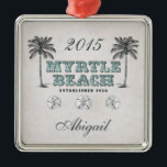 Ornement En Métal Vintage personnalisé Myrtle Beach Caroline du Sud<br><div class="desc">Vintage Victoria Myrtle Beach Caroline du Sud Créé en 1938 l'ornement de Noël. Personnalisez avec un nom et une année. ~</div>