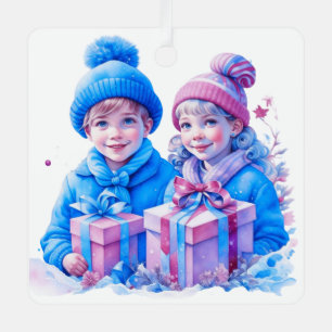 Ornement En Métal Vintage Petit Enfants Noël Personnalisé