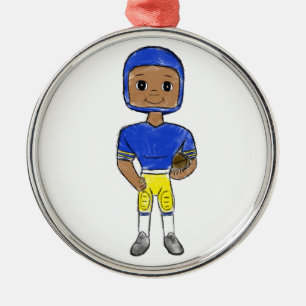 Ornement En Métal vintage retro joueur de football bleu jaune simple