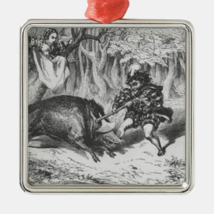 Ornement En Métal Violette et Ourson