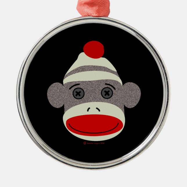 Ornement En Métal Visage de singe de chaussette (Devant)