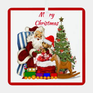Ornement En Métal Vœu de Noël Santa Claus Vintage Rétro