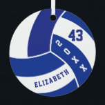 Ornement En Métal Volley-ball bleu foncé et blanc<br><div class="desc">Ornement de volley-ball prêt pour vous à personnaliser. Plus de couleurs sont disponibles si vous ne trouvez pas vos couleurs, s'il vous plaît contactez-moi. REMARQUE : SEULEMENT CHANGER LES ZONES MODÈLES NÉCESSAIRES! 😀 Si nécessaire, vous pouvez supprimer une partie du texte et commencer à ajouter le texte et la police...</div>