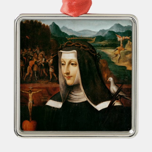 Ornement En Métal Voto ex a consacré à St Catherine de Sienne (Devant)