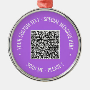 Ornement En Métal Votre code QR scanné et texte personnalisé Personn
