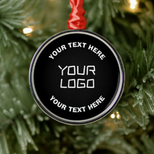 Ornement En Métal Votre logo ou image et texte modifiable Noir et