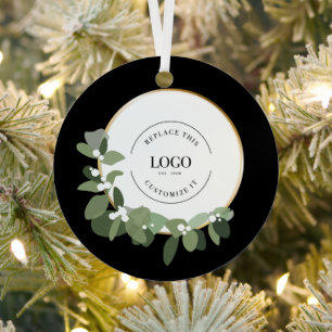 Ornement En Métal Votre logo va ici Holiday Modern Wreath Business