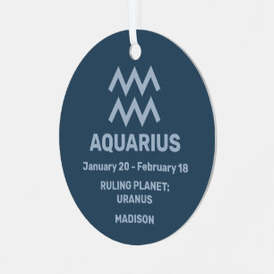 Ornement En Métal VOTRE nom et photo Zodiac Sign Aquarius