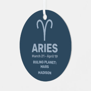 Ornement En Métal VOTRE nom et photo Zodiac Sign Aries
