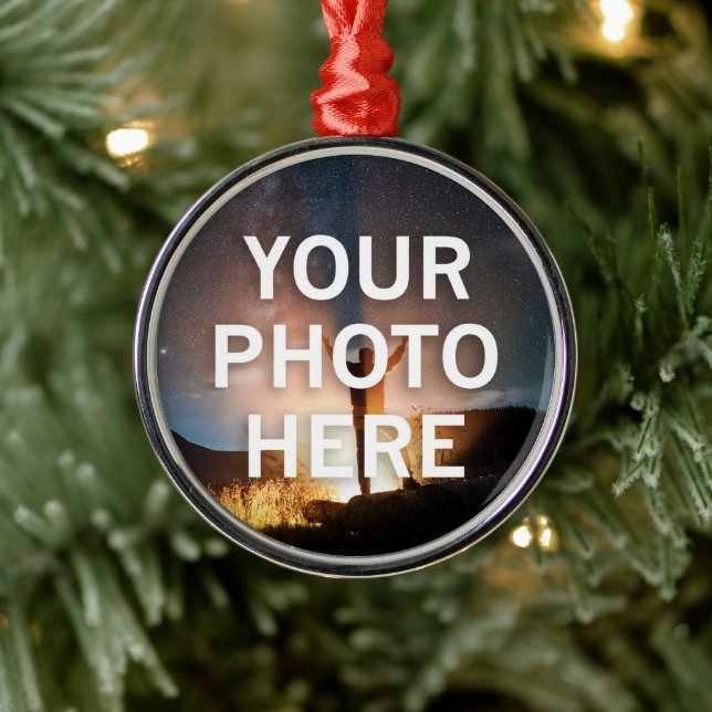 Ornement En Métal Votre photo ici (Arbre)