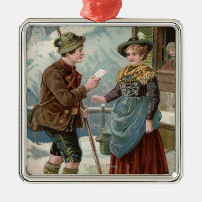 Ornement En Métal Vous souhaitant une nouvelle scène heureuse de (Devant)