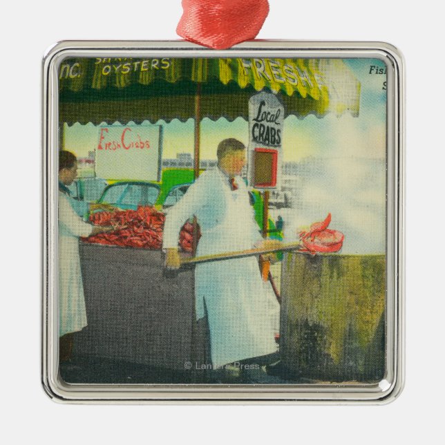Ornement En Métal Vue du quai du pêcheur, obtention de crabes (Devant)