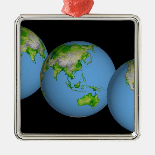 Ornement En Métal Vue topographique du monde (Devant)
