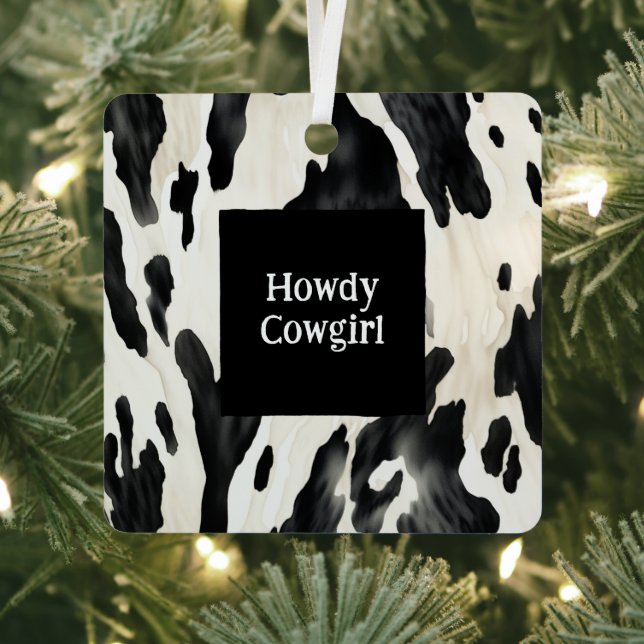 Ornement En Métal Western Farm Animal Cow Country Christmas (Insitu)