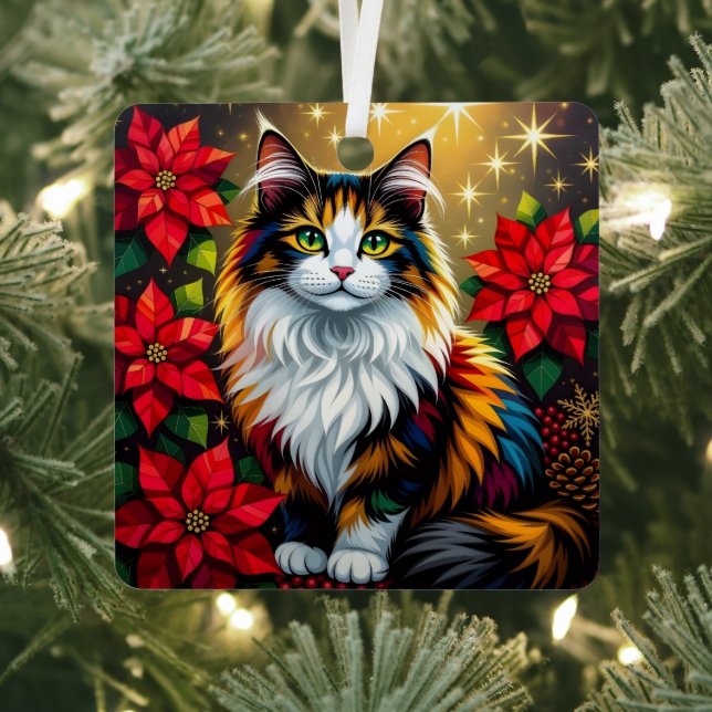 Ornement En Métal Whimsical Festive Cats Christmas Personalized (Insitu)
