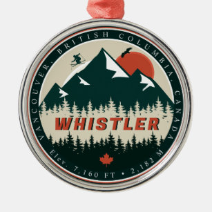 Ornement En Métal Whistler BC Canada Mountain Ski Vintage