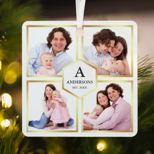 Ornement En Métal White and Gold 4 Photos Family Photo Collage