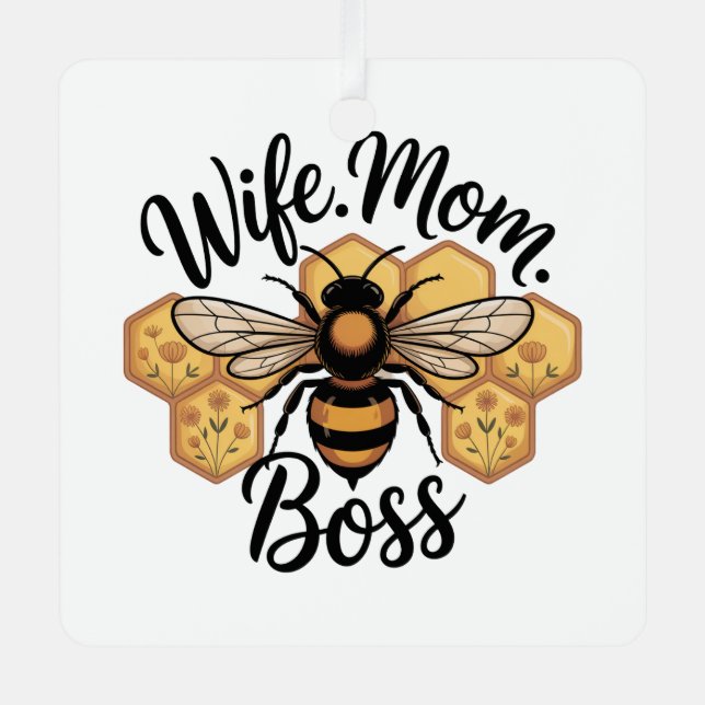 Ornement En Métal Wife. Mom. Boss (Recto)