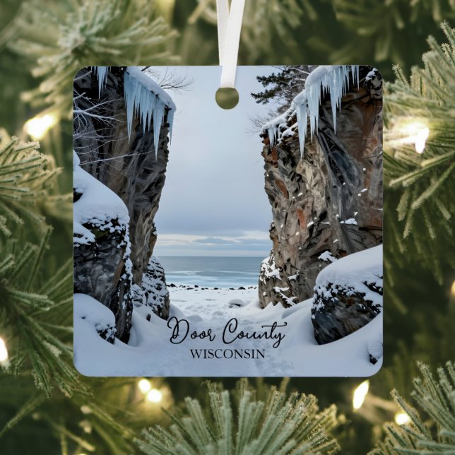 Ornement En Métal Winter in Door County  Wisconsin Souvenir Keepsake (Insitu)