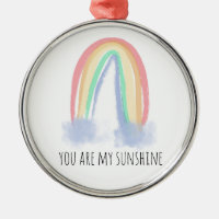 You are my sunshine watercolor painted rainbow
