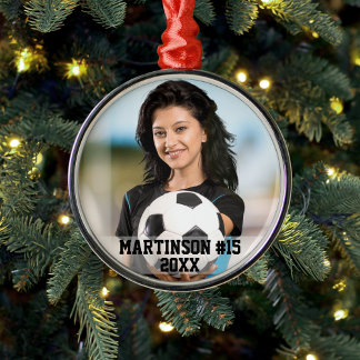 Ornement En Métal Your Photo Custom Soccer or Your Sport Round