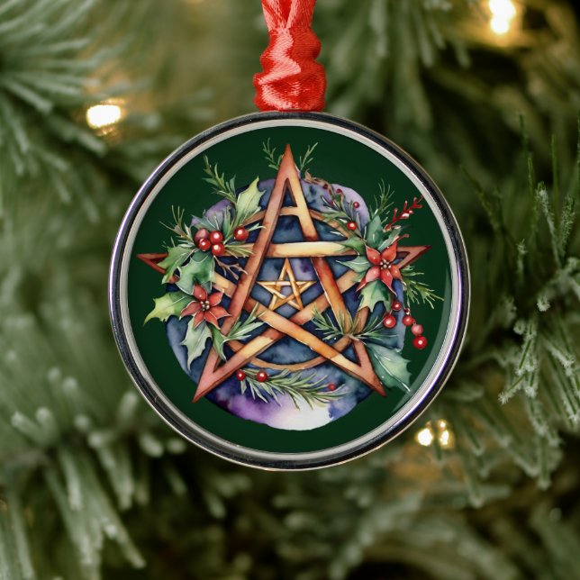 Ornement En Métal Yule Tree Winter Solstice Verdure Wicca Pentacle (Arbre)