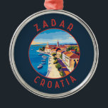 Ornement En Métal Zadar Croatie Cercle en détresse rétro<br><div class="desc">Zadar design de déplacement vectoriel rétro. Zadar,  ville située sur la côte dalmate de Croatie,  est connue pour les ruines romaines et vénitiennes de sa vieille ville péninsulaire.</div>