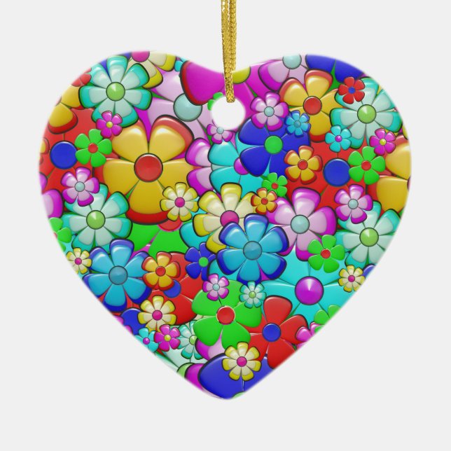 Ornement en porcelaine de fleurs hippie (Devant)